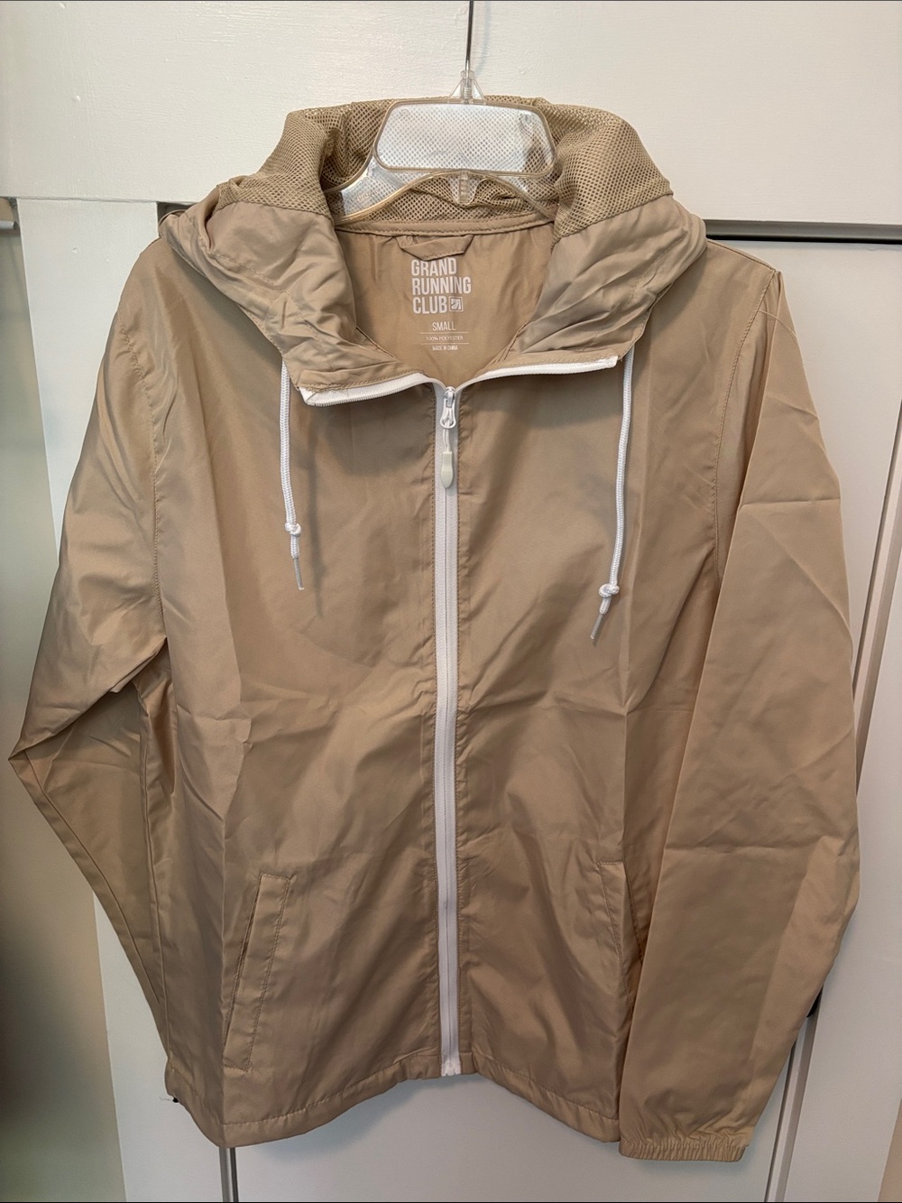 Men's/Women’s Beige Hooded Windbreaker Jacket NEW